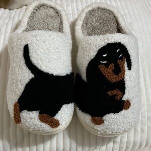 Cozy Black Weiner Dog Slippers